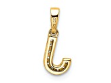 14K Yellow Gold Diamond Letter J Initial with Bail Pendant
