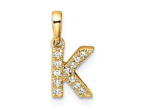 14K Yellow Gold Diamond Letter K Initial with Bail Pendant