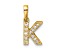 14K Yellow Gold Diamond Letter K Initial with Bail Pendant