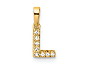 14K Yellow Gold Diamond Letter L Initial with Bail Pendant