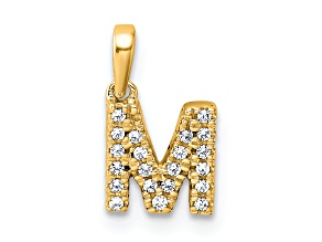 14K Yellow Gold Diamond Letter M Initial with Bail Pendant