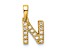 14K Yellow Gold Diamond Letter N Initial with Bail Pendant