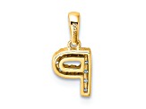 14K Yellow Gold Diamond Letter P Initial with Bail Pendant