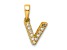 14K Yellow Gold Diamond Letter V Initial with Bail Pendant