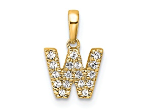 14K Yellow Gold Diamond Letter W Initial with Bail Pendant