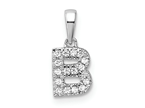 14K White Gold Diamond Letter B Initial with Bail Pendant