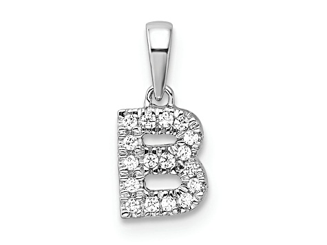 14K White Gold Diamond Letter B Initial with Bail Pendant - 15LGDB ...