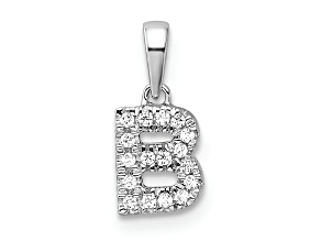 14K White Gold Diamond Letter B Initial with Bail Pendant