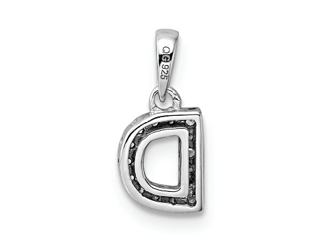 14k White Gold Diamond Letter "D" Initial Pendant Necklace - 16" Chain - View #10