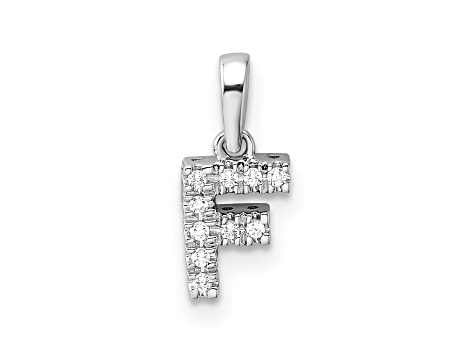 14K White Gold Diamond Letter F Initial with Bail Pendant