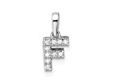 14K White Gold Diamond Letter F Initial with Bail Pendant