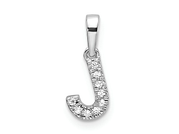 Picture of 14K White Gold Diamond Letter J Initial with Bail Pendant