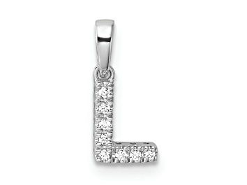 Picture of 14K White Gold Diamond Letter L Initial with Bail Pendant