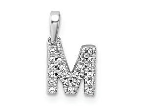 14K White Gold Diamond Letter M Initial with Bail Pendant