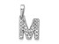 14K White Gold Diamond Letter M Initial with Bail Pendant