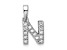 14K White Gold Diamond Letter N Initial with Bail Pendant