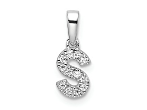 14K White Gold Diamond Letter S Initial with Bail Pendant