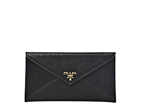 Prada Black Vitello Move Leather Long Envelope Wallet