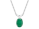 7x5mm Oval Emerald 14k White Gold Pendant With Chain