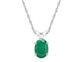 7x5mm Oval Emerald 14k White Gold Pendant With Chain