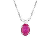 7x5mm Oval Ruby 14k White Gold Pendant With Chain