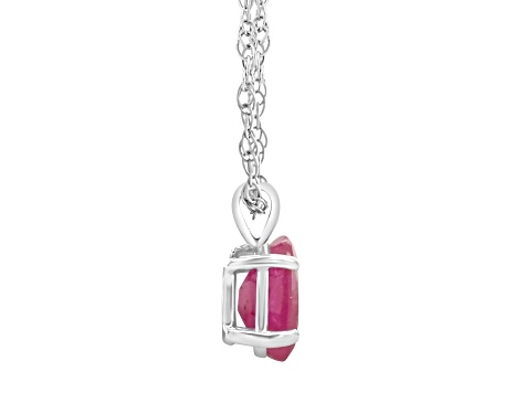 7x5mm Oval Ruby 14k White Gold Pendant With Chain