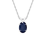 7x5mm Oval Sapphire 14k White Gold Pendant With Chain