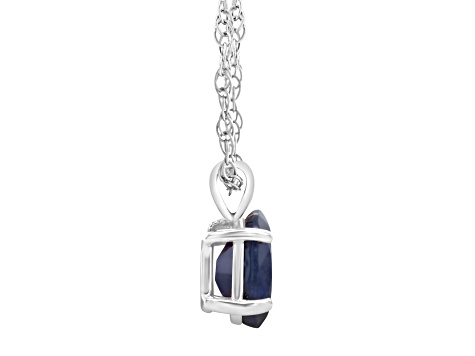 7x5mm Oval Sapphire 14k White Gold Pendant With Chain