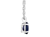 7x5mm Oval Sapphire 14k White Gold Pendant With Chain