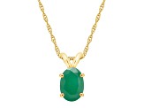 7x5mm Oval Emerald 14k Yellow Gold Pendant With Chain