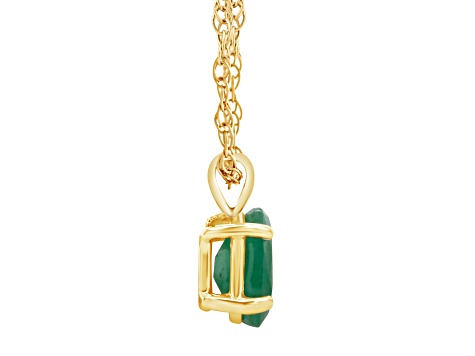 7x5mm Oval Emerald 14k Yellow Gold Pendant With Chain