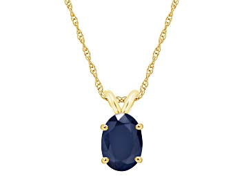 Picture of 7x5mm Oval Sapphire 14k Yellow Gold Pendant With Chain