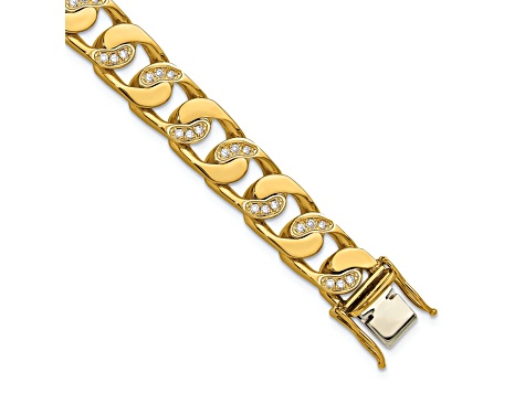 14K Yellow Gold Diamond Curb 8.5-inch Bracelet 1.82ctw