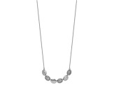 Rhodium Over Sterling Silver Polished and Grooved Cubic Zirconia Ovals Necklace