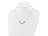 Rhodium Over Sterling Silver Polished and Grooved Cubic Zirconia Ovals Necklace