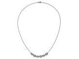 Rhodium Over Sterling Silver Polished and Grooved Cubic Zirconia Ovals Necklace