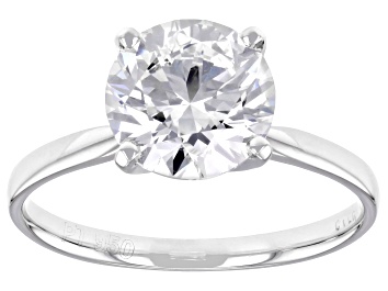 Picture of Certified Round White Lab Grown Diamond F VS1 Platinum Solitaire Ring 2.50ct