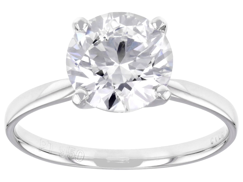 Certified Round White Lab Grown Diamond F VS1 Platinum Solitaire Ring 2.50ct