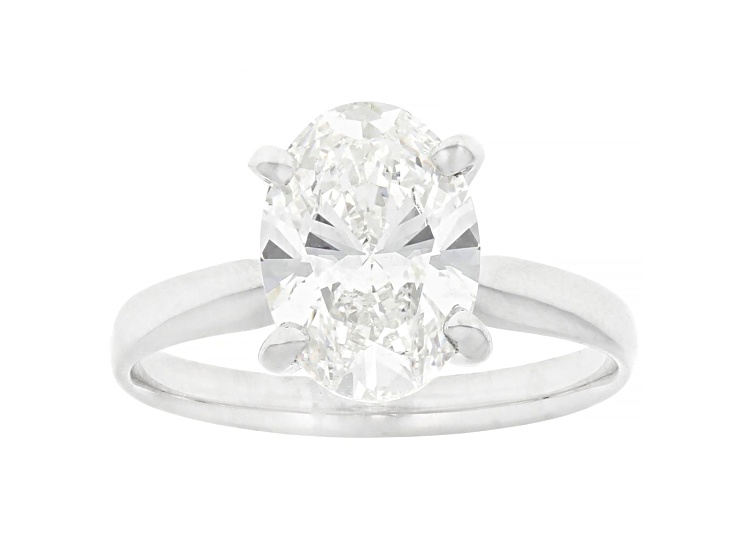 Platinum Oval White IGI Certified Lab Grown Diamond Solitaire Ring 2.50ct F/VS1