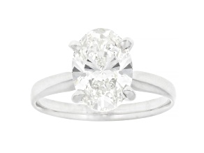 Certified Oval White Lab Grown Diamond F VS1 Platinum Solitaire Ring 2.50ct
