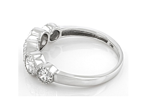 White Lab-Grown Diamond 14kt White Gold Milgrain Bezel Set Ring 1.00ctw