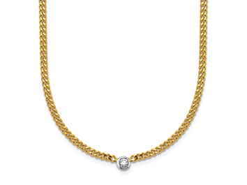 Picture of 14K Yellow Gold with White Rhodium Diamond Curb 18 Inch Necklace