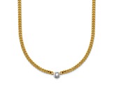 14K Yellow Gold with White Rhodium Diamond Curb 18 Inch Necklace