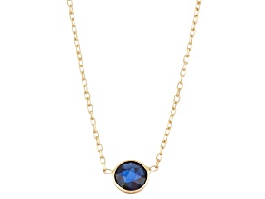 Lab Created Sapphire 10K Yellow Gold Station Necklace1.05ctw
