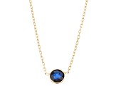 Lab Created Sapphire 10K Yellow Gold Station Necklace 1.05ctw