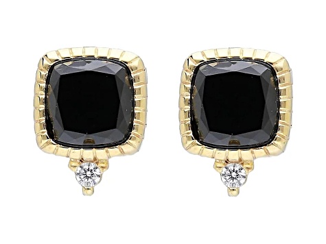 Judith Ripka 5mm Black Onyx With Bella Luce® 14K Yellow Gold Clad Stud Earrings