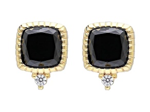 Judith Ripka 5mm Black Onyx With Bella Luce® 14K Yellow Gold Clad Stud Earrings