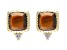 Judith Ripka 5mm Tigers Eye With Bella Luce® 14K Yellow Gold Clad Stud Earrings