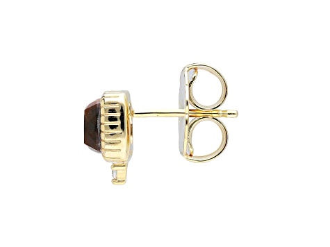 Judith Ripka 5mm Tigers Eye With Bella Luce® 14K Yellow Gold Clad Stud ...