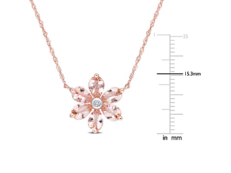 2.37ctw Morganite And Diamond Accent 10k Rose Gold Pendant With Chain